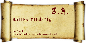 Balika Mihály névjegykártya